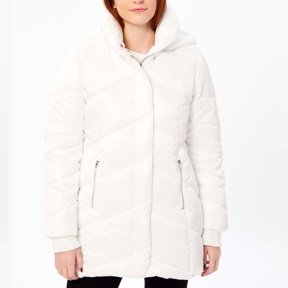 Steve Madden White Puffer Coat! Hooded! NWT! Size M - Picture 2 of 13